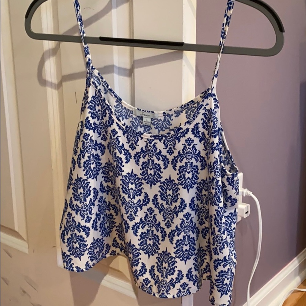 White and blue spaghetti strap tank top